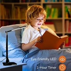 Best Pirce 🎁 LED Desk Lamp, Soysout Table Lamp With USB Charging Port, 4 Lighting Mode With 5 Brightness Levels, 1H Timer, Memory Function, Brightest Desk Light For Study, Reading, Office And Bedroom, 14W (Black) 😉 -Lighting & Ceiling Fans Shop 416E5zys68L