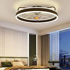 Wholesale 😀 Ceiling Fans With Lights - Modern Flush Mount Low Profile Indoor Ceiling Fans With Remote Control, 20" Enclosed Bladeless Ceiling Lighting Fixture, Blac ⭐ -Lighting & Ceiling Fans Shop 416yxcCmohL
