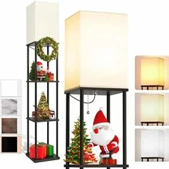 Outlet ✔️ LED Modern Shelf Floor Lamp With 3CCT LED Bulb And White Lamp Shade - Display Floor Lamps With Shelves For Living Room, Bedroom And Office - Black 🎁 -Lighting & Ceiling Fans Shop 4174uZK8 2L. AC