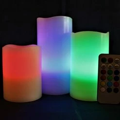 Brand new 👍 Multi Colored Flameless Candles Battery Operated, 3 Round Ivory Wax With Multi-Function Timer Remote Control, Flickering Flame Candle Set For Room Decor For Teen Girl 🥰 -Lighting & Ceiling Fans Shop 417IvYlUBbL