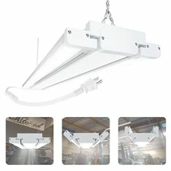 Deals 🧨 Bounder Deformable LED Shop Light For Workshop, 6400LM 80W 4FT Utility Shop Lighting Fixture With Plug And Adjustable Panel, 5000K Daylight, Hanging Or Flush Mount For Shop, Garage, Workbench, 1 Pack White | 1 Pack 🌟