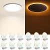 Best deal ⌛ 12 Pack 6 Inch 5CCT LED Recessed Ceiling Light With Night Light, 2700K/3000K/3500K/4000K/5000K Selectable Ultra-Thin Recessed Lighting, 12W=110W, 1100LM, Dimmable Canless Wafer Downlight - ETL ✨