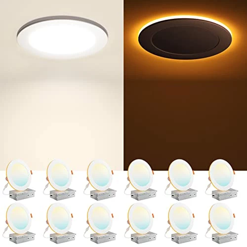 Best deal ⌛ 12 Pack 6 Inch 5CCT LED Recessed Ceiling Light With Night Light, 2700K/3000K/3500K/4000K/5000K Selectable Ultra-Thin Recessed Lighting, 12W=110W, 1100LM, Dimmable Canless Wafer Downlight - ETL ✨ 3 Best deal ⌛ 12 Pack 6 Inch 5CCT LED Recessed Ceiling Light With Night Light, 2700K/3000K/3500K/4000K/5000K Selectable Ultra-Thin Recessed Lighting, 12W=110W, 1100LM, Dimmable Canless Wafer Downlight - ETL ✨