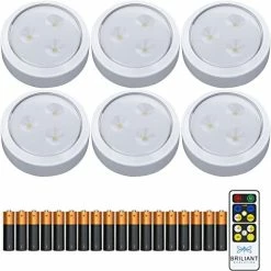 Cheapest 🥰 Stick On Lights 6 Pack With Remote - Wireless LED Under Cabinet Lights - Under Counter Lights For Kitchen - Battery Powered Lights For Closet - Tap On LED Puck Lights ✨ -Lighting & Ceiling Fans Shop 417yyRzm6GL. AC