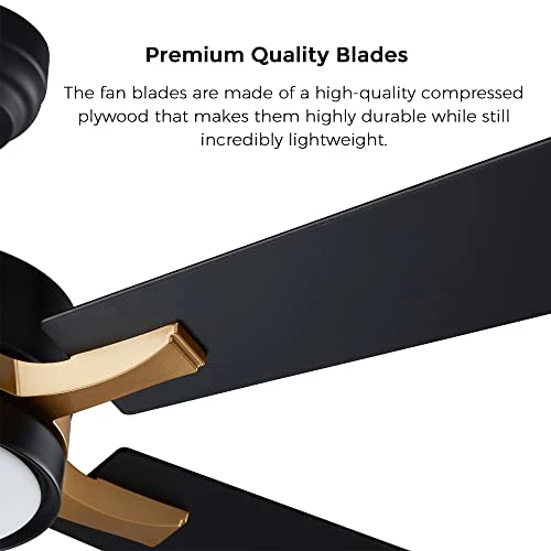 Budget 🎉 Mart Ceiling Fan 52'' 5-Blade With Remote Control, DC Motor With 10 Speed, Dimmable LED Light Kit Included, Smafan Apex Works With Google Assistant And Amazon Alexa, Siri Shortcut (Black And Gold) Gold Black Finish ❤️ 4 Budget 🎉 Mart Ceiling Fan 52'' 5-Blade With Remote Control, DC Motor With 10 Speed, Dimmable LED Light Kit Included, Smafan Apex Works With Google Assistant And Amazon Alexa, Siri Shortcut (Black And Gold) Gold Black Finish ❤️ - Image 2