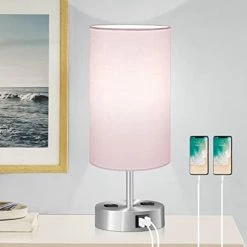New 🔥 3-Color Temperature Bedside Lamp, Nightstand Lamp With USB Port And AC Outlet, Table Lamp For Bedroom With LED Bulb Small Lamps For Living Room (Gray) 😉 -Lighting & Ceiling Fans Shop 41A5Q2bWvBL. AC