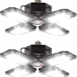 Coupon 🥰 2 - Pack LED Garage Lights 120W - 6500K Garage Lights Ceiling LED, 12000LM Deformable LED Garage Lighting Fixture, Shop Lights For Garage, Basement, Barn, High Bay Ligh 🤩