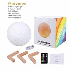 Wholesale ⌛ Moon Lamp, 16 Colors Moon Night Light With Stand & Remote &Touch Control And USB Rechargeable Decorative Light Up Moon Lamp For Baby Kids Lover 🥳 Birthday Party Gifts(4.8 Inch) 🌟 -Lighting & Ceiling Fans Shop 41DAMCn3YPL