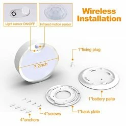 Discount 🛒 Motion Sensor Ceiling Light Battery Operated, Yurnero Battery Powered Ceiling Light With 400LM, 6000K, 7.8 Inch Motion Activated Light For Closet Stair Hallway Shower Shed Garage Pantry Basement Porch Cold White 🎁 -Lighting & Ceiling Fans Shop 41DPjob9AjL