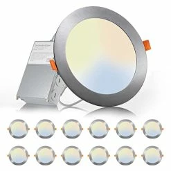 Best Sale 🧨 12 Pack 6 Inch 5CCT Ultra-Thin LED Recessed Ceiling Light With Junction Box, 2700K/3000K/3500K/4000K/5000K Selectable, 12W Eqv 110W, Dimmable Canless Wafer Downlight, 1050LM High Brightness -ETL 5000k/4000k/3000k - 3cct White ⭐ -Lighting & Ceiling Fans Shop 41EfHKX2CtL