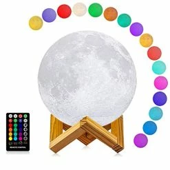 Brand new 🎉 Moon Lamp, LOGROTATE 16 Colors LED Night Light 3D Printing Moon Light With Stand & Remote/Touch Control And USB Rechargeable, Moon Light Lamps For Kids Friends Lover 🥳 Birthday Gifts (Diameter 4.8 INCH) 🔔 -Lighting & Ceiling Fans Shop 41Ek6NUD65L