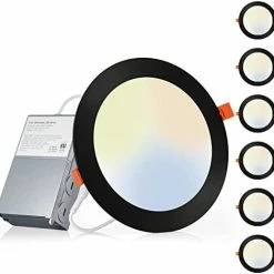 Outlet ⭐ 6 Pack 6 Inch 5CCT Ultra-Thin LED Recessed Ceiling Light With Junction Box, 2700K/3000K/3500K/4000K/5000K Selectable, 12W Eqv 110W, Dimmable Can-Killer Downlight, 1050LM High Brightness - ETL 3000k - Warm White 🔥 26 Outlet ⭐ 6 Pack 6 Inch 5CCT Ultra-Thin LED Recessed Ceiling Light With Junction Box, 2700K/3000K/3500K/4000K/5000K Selectable, 12W Eqv 110W, Dimmable Can-Killer Downlight, 1050LM High Brightness - ETL 3000k - Warm White 🔥 -Lighting & Ceiling Fans Shop 41FGDEc2edL. AC