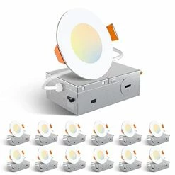 Best Sale 🧨 12 Pack 6 Inch 5CCT Ultra-Thin LED Recessed Ceiling Light With Junction Box, 2700K/3000K/3500K/4000K/5000K Selectable, 12W Eqv 110W, Dimmable Canless Wafer Downlight, 1050LM High Brightness -ETL 5000k/4000k/3000k - 3cct White ⭐ -Lighting & Ceiling Fans Shop 41FGePRpxNL