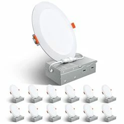 Best Sale 🧨 12 Pack 6 Inch 5CCT Ultra-Thin LED Recessed Ceiling Light With Junction Box, 2700K/3000K/3500K/4000K/5000K Selectable, 12W Eqv 110W, Dimmable Canless Wafer Downlight, 1050LM High Brightness -ETL 5000k/4000k/3000k - 3cct White ⭐ -Lighting & Ceiling Fans Shop 41FUJJ1ZIL