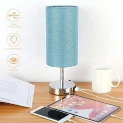 Best Sale π Bedside Lamp With USB Port - Touch Control Table Lamp For Bedroom Wood 3 Way Dimmable Nightstand Lamp With Round Flaxen Fabric Shade For Living Room, Dorm, Home Office (LED Bulb Included) Teal π 27 Best Sale π Bedside Lamp With USB Port - Touch Control Table Lamp For Bedroom Wood 3 Way Dimmable Nightstand Lamp With Round Flaxen Fabric Shade For Living Room, Dorm, Home Office (LED Bulb Included) Teal π -Lighting & Ceiling Fans Shop 41Ge6hMP3PL. AC