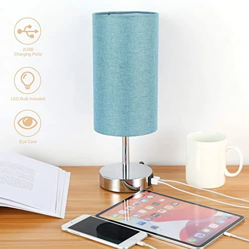 Best Sale π Bedside Lamp With USB Port - Touch Control Table Lamp For Bedroom Wood 3 Way Dimmable Nightstand Lamp With Round Flaxen Fabric Shade For Living Room, Dorm, Home Office (LED Bulb Included) Teal π 13 Best Sale π Bedside Lamp With USB Port - Touch Control Table Lamp For Bedroom Wood 3 Way Dimmable Nightstand Lamp With Round Flaxen Fabric Shade For Living Room, Dorm, Home Office (LED Bulb Included) Teal π - Image 11
