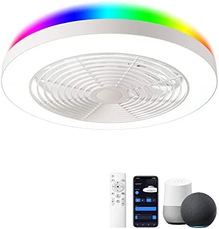 Outlet 😀 Low Profile Ceiling Fan - 19.7" Smart Bladeless Ceiling Fans With Light And Remote,3 Colors Dimmable LED 6 Speeds 8 Blades Enclose Ceiling Fans With Light For Adult Kids Living Room Bedroom Black ✨ 14 Outlet 😀 Low Profile Ceiling Fan - 19.7" Smart Bladeless Ceiling Fans With Light And Remote,3 Colors Dimmable LED 6 Speeds 8 Blades Enclose Ceiling Fans With Light For Adult Kids Living Room Bedroom Black ✨ - Image 12