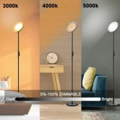 Cheapest 🤩 Floor Lamp,30W/2400LM Sky LED Modern Torchiere 3 Color Temperatures Super Bright Floor Lamps-Tall Standing Pole Light With Remote & Touch Control For Living Room,Bed Room,Office (Black) 🌟 -Lighting & Ceiling Fans Shop 41HEldJh1bL
