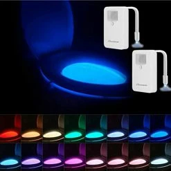 Coupon π 2 Pack Toilet Night Lights, 16-Color Changing LED Bowl Nightlight With Motion Sensor Activated Detection, Cool Fun Bathroom Accessory - Unique & Funny Gadgets For π Christmas Stocking Stuffers β