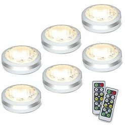Promo ❤️ Puck Lights With Remote, Battery Operated Under Cabinet Lighting, Wireless Led Tap Light With Remote Control, Locker Light Closet Light, 4000K Natural White (6PK) 🛒
