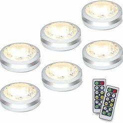 Promo ❤️ Puck Lights With Remote, Battery Operated Under Cabinet Lighting, Wireless Led Tap Light With Remote Control, Locker Light Closet Light, 4000K Natural White (6PK) 🛒 -Lighting & Ceiling Fans Shop 41IUNGkmqEL. AC