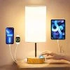 Best deal ⌛ 【Upgraded】 Bedside Lamp Touch Control Table Lamp With USB A+C Charging Ports & AC Outlet 3-Way Dimmable Nightstand Lamp With Linen Fabric Shade For Bedroom Living Room(E26 Light Bulb Included) Caramel Wood ❤️ -Lighting & Ceiling Fans Shop 41IZgkNJkuL
