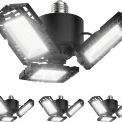 Coupon 🤩 4-Pack LED Garage Lights, 50W LED Shop Light With 3 Ultra Bright Adjustable Panels, 5000LM 6500K Deformable Ceiling Lights For Garage, Attic, Basement, E26/E27 Base 4+1 Panels (ul Listed) ⌛ -Lighting & Ceiling Fans Shop 41J1rtW51RL. AC