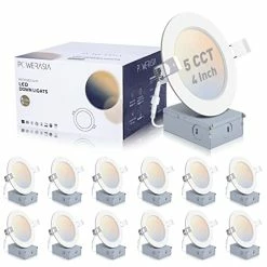 Promo ✨ 12 Pack 4 Inch Ultra-Thin LED Recessed Ceiling Light With Junction Box, 5CCT Dimmable 2700K/3000K/4000K/5000K/6000K, 9W 700lm Can Killer Downlight-ETL And Energy Star Certified 2700k-6000k-4in ✨