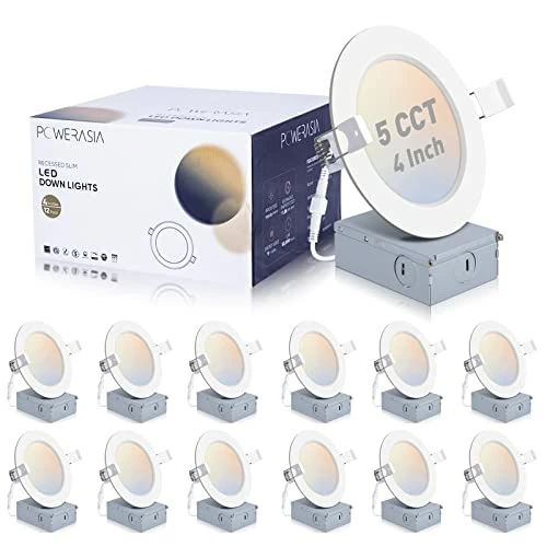 Promo ✨ 12 Pack 4 Inch Ultra-Thin LED Recessed Ceiling Light With Junction Box, 5CCT Dimmable 2700K/3000K/4000K/5000K/6000K, 9W 700lm Can Killer Downlight-ETL And Energy Star Certified 2700k-6000k-4in ✨ 3 Promo ✨ 12 Pack 4 Inch Ultra-Thin LED Recessed Ceiling Light With Junction Box, 5CCT Dimmable 2700K/3000K/4000K/5000K/6000K, 9W 700lm Can Killer Downlight-ETL And Energy Star Certified 2700k-6000k-4in ✨