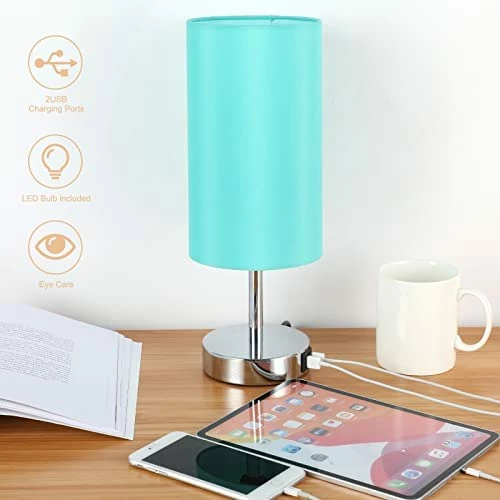 Best Sale π Bedside Lamp With USB Port - Touch Control Table Lamp For Bedroom Wood 3 Way Dimmable Nightstand Lamp With Round Flaxen Fabric Shade For Living Room, Dorm, Home Office (LED Bulb Included) Teal π 16 Best Sale π Bedside Lamp With USB Port - Touch Control Table Lamp For Bedroom Wood 3 Way Dimmable Nightstand Lamp With Round Flaxen Fabric Shade For Living Room, Dorm, Home Office (LED Bulb Included) Teal π - Image 14