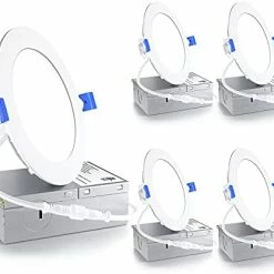 Deals 🔥 4 Pack 6 Inch Ultra-Thin LED Recessed Ceiling Light With Junction Box, 5000K Daylight, 12W 110W Eqv, Dimmable Can-Killer Downlight, 1050LM High Brightness - ETL And Energy Star Certified 6000k - Clear Whit 😀 -Lighting & Ceiling Fans Shop 41JwDk13boL. AC 1