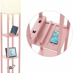 Hot Sale 😉 Floor Lamp With Shelves, Shelf Floor Lamps By Real Solid Wood With 2 Charging Ports And 1 Power Outlet, Floor Lamps For Bedrooms, Lamps For Living Room, Matt Black ⭐ -Lighting & Ceiling Fans Shop 41KQOGWC L. AC