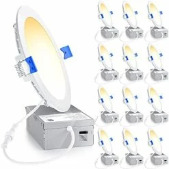 Outlet 💯 12 Pack 6 Inch Ultra-Thin LED Recessed Ceiling Light With Junction Box, 5000K Daylight, 12W 110W Eqv, Dimmable Can-Killer Downlight, 1050LM High Brightness - ETL And Energy Star Certified 5000k/4000k/3000k - 3cct Whit 👍 -Lighting & Ceiling Fans Shop 41Kia1a0uCL. AC