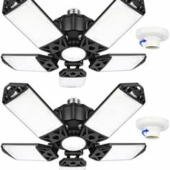 Deals 🤩 Kaqinu 2 Pack LED Garage Lights, 4 +1 Panels 120W 15000LM-6500K Adjustable Ceiling Garage Light With E26/E27 Screw Base Deformable Lighting For Garage Barn Workshop Warehouse Residential High Bay Light 🤩 -Lighting & Ceiling Fans Shop 41Kwb3T1NiL. AC