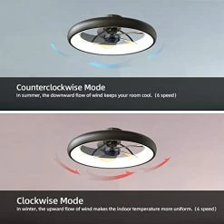 Hot Sale 🎉 Ceiling Fan With Lights Dimmable LED Reversible Blades Timing With Remote Control, 5 Invisible Blades Semi Flush Mount Low Profile Fan (21.5in, Black) ❤️ -Lighting & Ceiling Fans Shop 41LSKHcMGaL