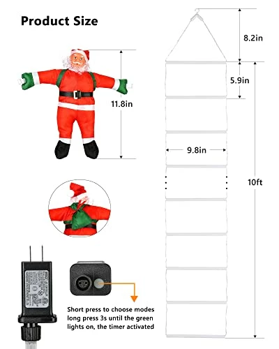 Top 10 ๐ LED ๐ Christmas Lights - 10ft ๐ Christmas Decorative Ladder Lights With Santa Claus, ๐ Christmas Decorations Lights For Indoor Outdoor, Window, Garden, Home, Wall, Xmas Tree Decor (Warm White) ๐ 6 Top 10 ๐ LED ๐ Christmas Lights - 10ft ๐ Christmas Decorative Ladder Lights With Santa Claus, ๐ Christmas Decorations Lights For Indoor Outdoor, Window, Garden, Home, Wall, Xmas Tree Decor (Warm White) ๐ - Image 4