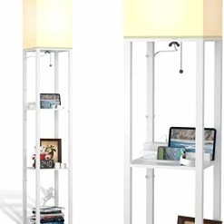 Hot Sale 😉 Floor Lamp With Shelves, Shelf Floor Lamps By Real Solid Wood With 2 Charging Ports And 1 Power Outlet, Floor Lamps For Bedrooms, Lamps For Living Room, Matt Black ⭐ -Lighting & Ceiling Fans Shop 41LciJzKI L. AC