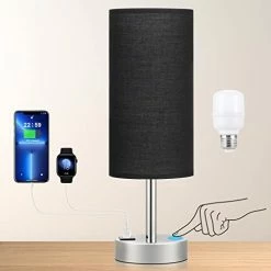 Hot Sale 🧨 Touch Table Lamps For Bedroom Nightstand - Bedside Lamps With USB-C USB-A Charging Ports White, 3 Way Dimmable Control Small Lamp Fabric Shade Silver Base For Bedroom, Office, Living Room, Reading 🎁 -Lighting & Ceiling Fans Shop 41Lu4b0arpL. AC