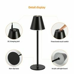 Top 10 😀 Modern LED CordlessTable Lamp,4000mAh Rechargeable Battery Desk Lamp,3 Level Brightness Night Light, Metal Shell,Minimalist Design, For Couple Dinner/Coffee Table/Restaurant/Bedroom(Black) 👍 -Lighting & Ceiling Fans Shop 41M0Rj5xfgL
