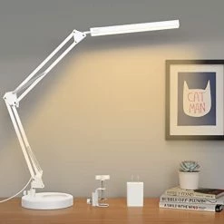 Cheap ✔️ LED Desk Lamp, Swing Arm Desk Light With Clamp, 3 Lighting 10 Brightness Eye-Caring Modes, Reading Desk Lamps For Home Office 360 Degree Spin With USB Adapter & Memory Function Black-14W White-aluminum Clip 😍 -Lighting & Ceiling Fans Shop 41MPkKt9gL. AC