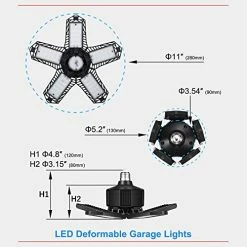 Outlet 🤩 2 Pack LED Garage Lights, 12000LM Ultra Bright 120W LED Deformable Garage Ceiling Lights, With E26 Screw Socket, 5 Adjustable Panels 6500K Shop Light, Barn Light, Bay Light, Workshop Light 🔥 -Lighting & Ceiling Fans Shop 41MRJ96o8JL