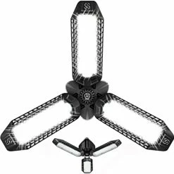 Deals 🎁 LED Garage Lights 60W, Deformable Shop Lights For Garage 8000LM E26, LED Garage Ceiling Lights With 3 Adjustable Panels Basement, Attic, Warehouse, Barn (Black, 1 Pack) 🥰 -Lighting & Ceiling Fans Shop 41MVZ04Ep5L. AC