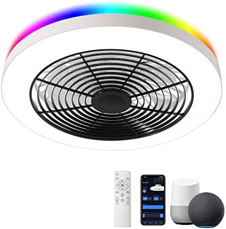 Outlet 😀 Low Profile Ceiling Fan - 19.7" Smart Bladeless Ceiling Fans With Light And Remote,3 Colors Dimmable LED 6 Speeds 8 Blades Enclose Ceiling Fans With Light For Adult Kids Living Room Bedroom Black ✨ 10 Outlet 😀 Low Profile Ceiling Fan - 19.7" Smart Bladeless Ceiling Fans With Light And Remote,3 Colors Dimmable LED 6 Speeds 8 Blades Enclose Ceiling Fans With Light For Adult Kids Living Room Bedroom Black ✨ - Image 8