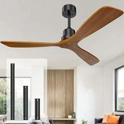 Hot Sale 😀 Ceiling Fans With Lights Remote Control,52-inch Indoor Outdoor Wood Ceiling Fan With 3 Blade Noiseless Motor Solid Walnut And Matte Black Big Wood Blades Black Body ⭐ -Lighting & Ceiling Fans Shop 41NcKgl83sL. AC