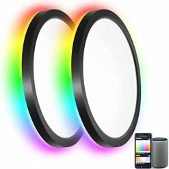 Coupon 🛒 Smart Ceiling Light Fixture 12Inch - 24W Smart Led Ceiling Light Ultra Thin Color Changing RGB Ceiling Light - App Control 2400lm 3000K-6500K Dimmable - 2.4GHzWi-Fi Compatible With Alexa Google Home 5.backlit Rgb 1pack 2800lm(white) ✔️ -Lighting & Ceiling Fans Shop 41O8RN5rwnL. AC