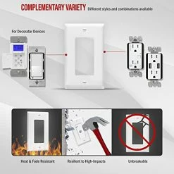 Promo 🎉 Decorator Light Switch Or Receptacle Outlet Wall Plate, Gloss Finish, Size 1-Gang 4.50" X 2.76", Unbreakable Polycarbonate Thermoplastic, UL Listed, 8831-W, White 🔔 20 Promo 🎉 Decorator Light Switch Or Receptacle Outlet Wall Plate, Gloss Finish, Size 1-Gang 4.50" X 2.76", Unbreakable Polycarbonate Thermoplastic, UL Listed, 8831-W, White 🔔 -Lighting & Ceiling Fans Shop 41ODXuoyyhS