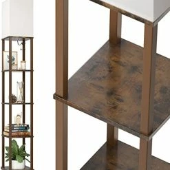 Outlet ✔️ LED Modern Shelf Floor Lamp With 3CCT LED Bulb And White Lamp Shade - Display Floor Lamps With Shelves For Living Room, Bedroom And Office - Black 🎁 -Lighting & Ceiling Fans Shop 41OZJc7Y6cL. AC