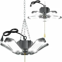 Best deal ✔️ Reelicht 2 Pack Plug In Garage Lights, Deformable LED Shop Light With 3 Adjustable Panels, 60W 6000LM 6500K, Linkable Garage Ceiling Light Fixtures, For Garage, Basement (Built-in ON/Off Switch) 3 Panels 🧨 -Lighting & Ceiling Fans Shop 41PRDqIXy L. AC