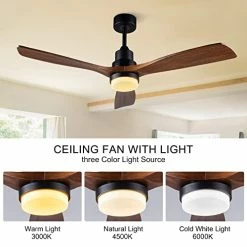 Best deal 💯 52” Ceiling Fans With Lights Remote Control,Indoor Outdoor Wood Ceiling Fan With 3 Blade For Patio Living Room, Bedroom, Office, ☀️ Summer House, Etc Nature Wood Blades White Body 🎉 -Lighting & Ceiling Fans Shop 41PhZHO5UtL
