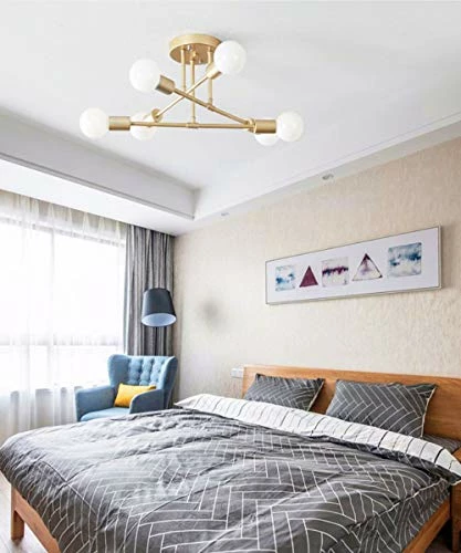 New β Modern Sputnik Chandelier, 6-Light Ceiling Light For Bedroom,Dining Room,Kitchen,Office (Gold) π 5 New β Modern Sputnik Chandelier, 6-Light Ceiling Light For Bedroom,Dining Room,Kitchen,Office (Gold) π - Image 3